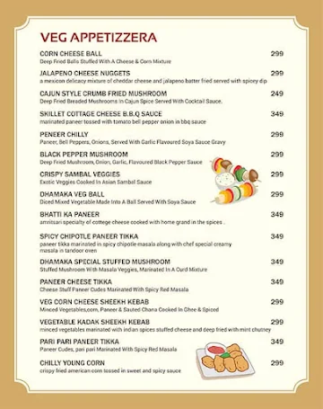 Dhamaka Cafe & Lounge Bar menu 