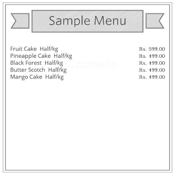 Bansal Cake & Gift Shop menu 