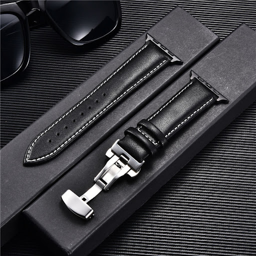 Title 5, Premium Leather Butterfly Buckle Strap for Appl...