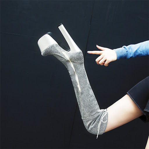 Title 6, Womens Thigh High Bling Sequined Cloth Platfor...