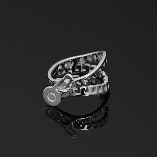 Title 3, Fashion Simple Silver Gold Plated Zipper Ring f...