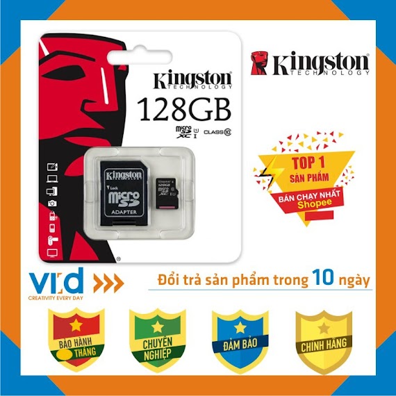 [Quà Tặng] Thẻ Nhớ Kington Micro Sdhc 128Gb, 64Gb, 32Gb - Bảo Hành 5 Năm