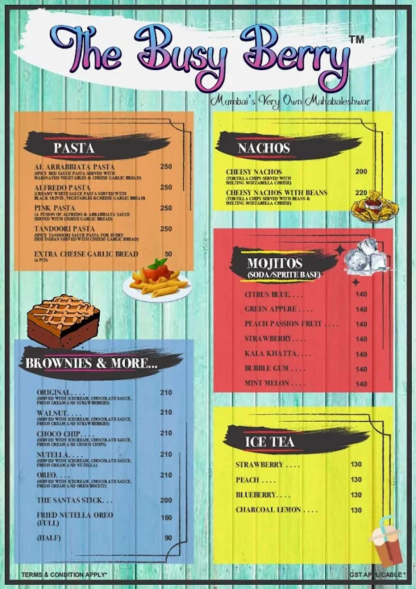 The Busy Berry menu 