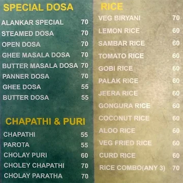 Alankar Veg Restaurant menu 