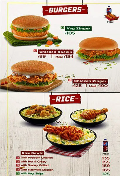 KFC menu 