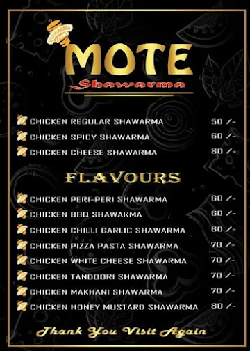 Mote Shawarma menu 