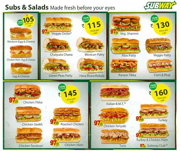 Subway menu 