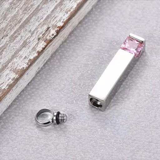 Title 1, Twelve Birthstone Ashes Necklace Opens With Dia...