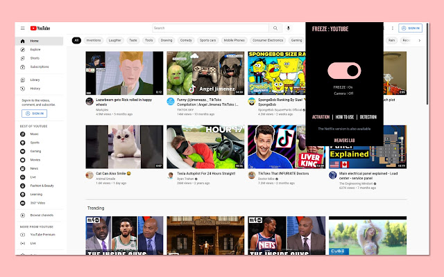 FREEZE : YOUTUBE - Chrome Web Store