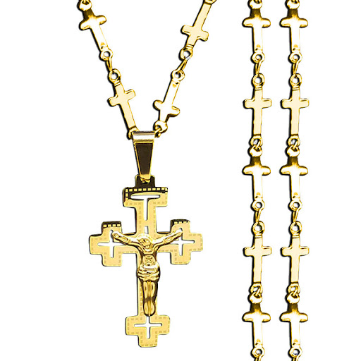 Title 2, Cross Stainless Steel Necklace Ornament. Durabl...