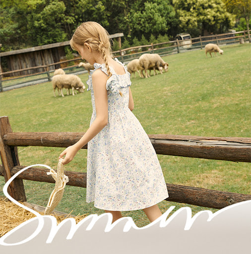 Title 9, Girls Dress Thin Breathable Cotton Floral Prin...