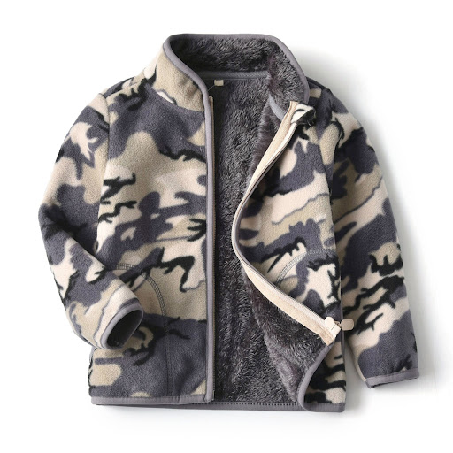Title 2, Thick Fur Printed Coats Kids Zipper Warm Winter...