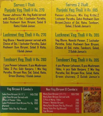 Indian Zaiqaa menu 