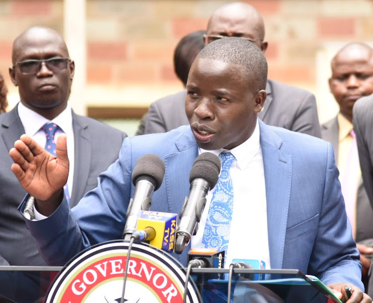 Nandi Governor Stephen Sang during a media briefing in Kapsabet town on May 9th