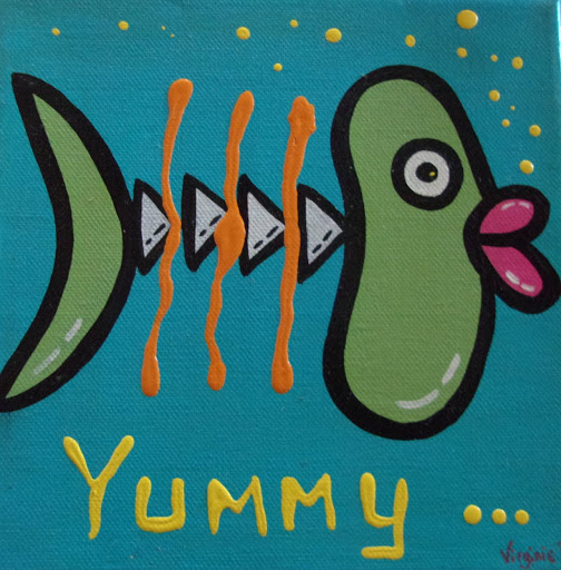 mini tableau poisson en acrylique artiste barre virginie