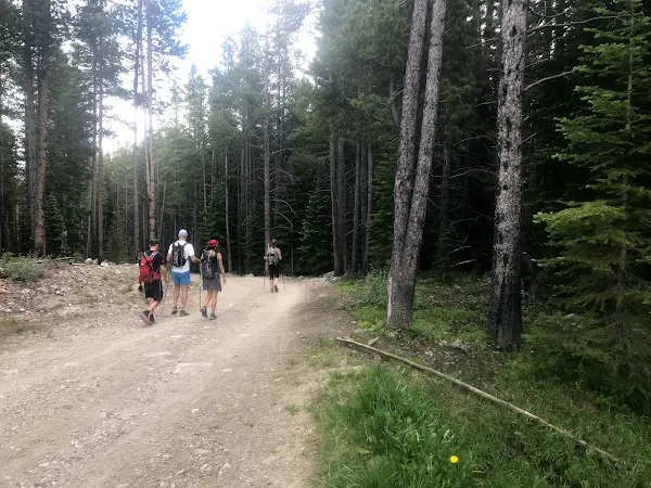 Hiking down the access road