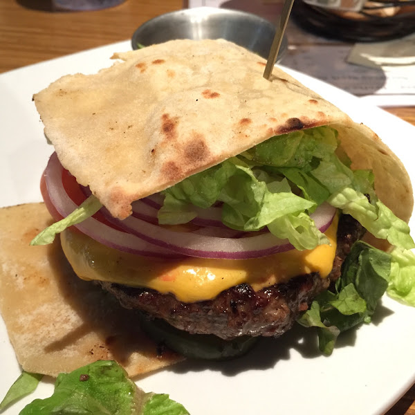 Burger on gf flat bread