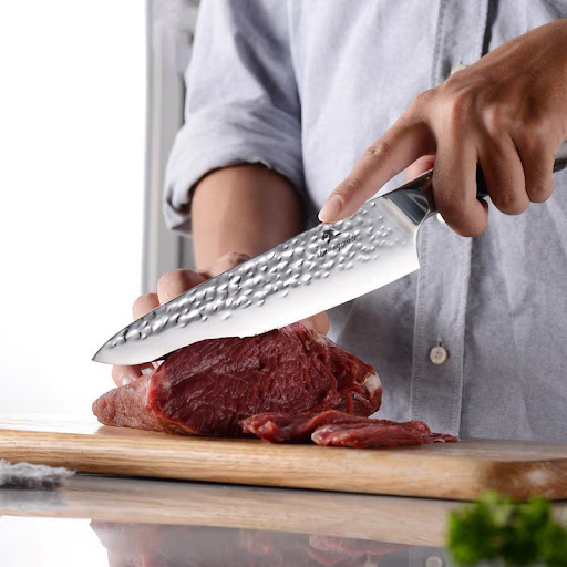 Title 4, 8 Inch Chefs Knife Household Color Wooden Hand...