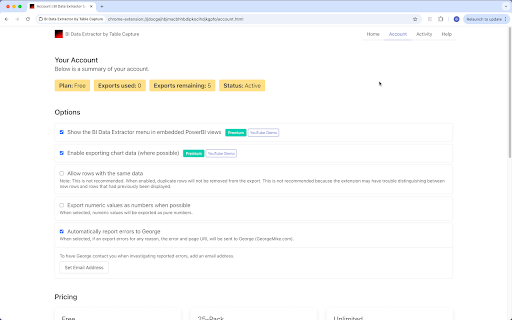 BI Data Extractor by Table Capture Preview 14