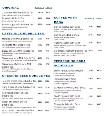 Lickies Gelato - Ice Cream & Bubble tea menu 