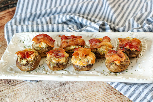 A platter of Smoky Stuffed Mushrooms.