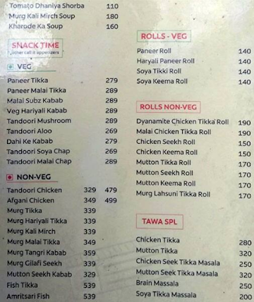 Chawla Chicken Social menu 