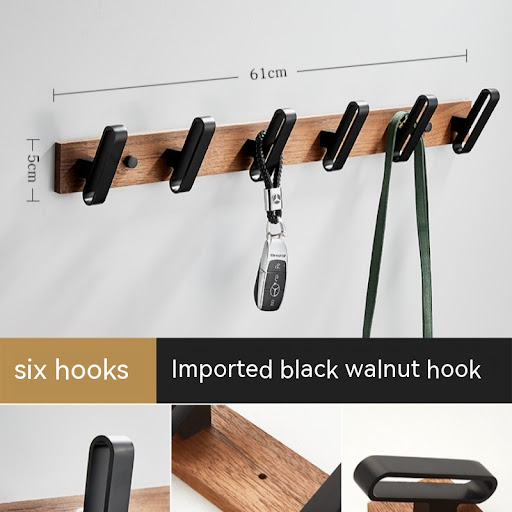 Title 2, Light Luxury Solid Wood Clothes Hook Wall mount...