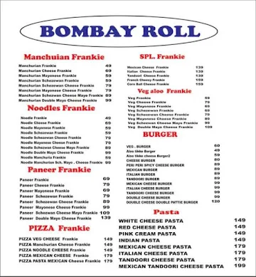 Bombay Roll menu 