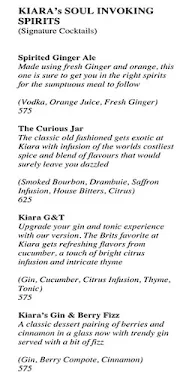 Kiara : Soul Kitchen menu 1