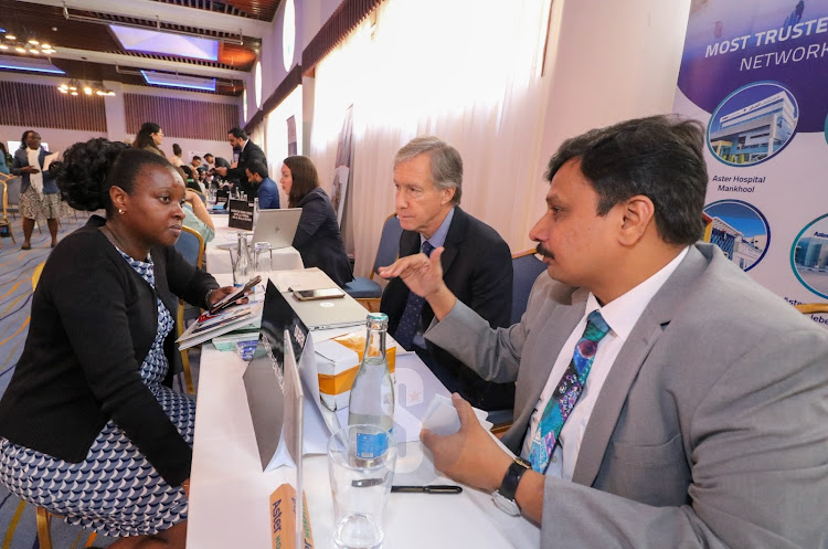 Stakeholders showcase during the Dubai’s Department for Economy and Tourism event at Movenpick Nairobi on September 22, 2022.