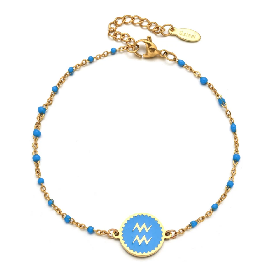 RVS oliedruppel armband dames, creatief 12 sterrenbeeld patroon, stijlvol cadeau.