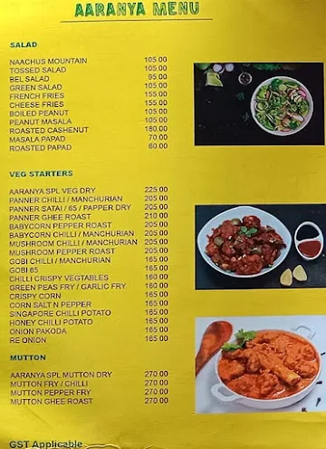 Aaranya Restaurant menu 