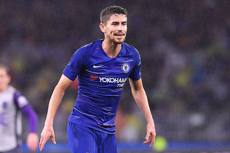 Newly signed Chelsea FC playmaker Jorginho in action during the a pre-season friendly match against Perth Glory at Optus Stadium in Perth on July 23 2018.