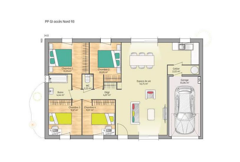  Vente Terrain + Maison - Terrain : 900m² - Maison : 93m² à Vernon (27200) 