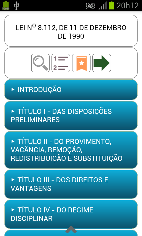 Android application Texto de Lei L8112 screenshort