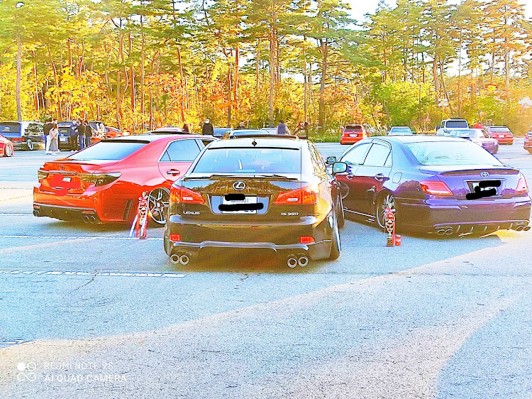 マークXの秋ドレ♫・紅葉と愛車・赤色マークX・寒い・1枚目がお気に入り😍に関するカスタム事例の投稿画像2枚目