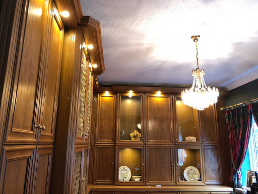 Assorted LED cabinet lights into an old style cabinet with glass doors