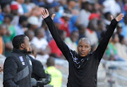 Baroka FC head coach Kgoloko Thobejane celebrates during the Absa Premiership promotional play off match against Black Leopards at Peter Mokaba Stadium on June 07, 2017 in Cape Town, South Africa.