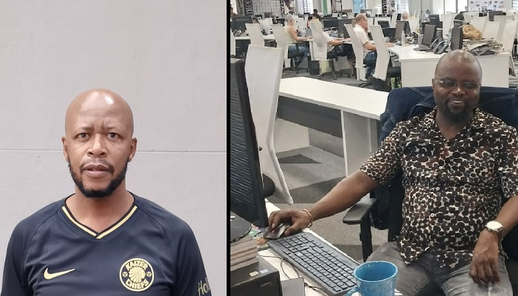 Kaizer Chiefs supporter Pule 'Iniesta' Jakkals (left) and Orlando Pirates fan Mike Masube Masipa (right).