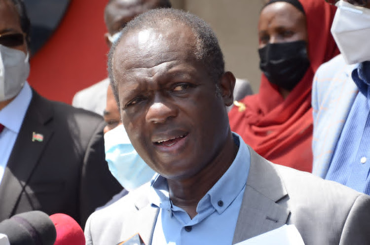 Jubilee Party secretary-general Raphel Tuju speaking to journalists during a press conference at Jubliee House, Nairobi on January 13th 2021./