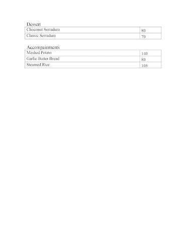 Hospedaria Venite menu 