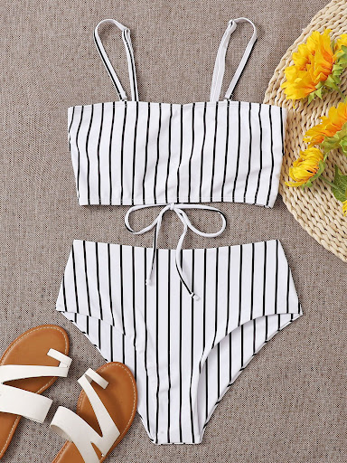 Title 8, Womens Printed Bikini Split Tie High Waist Swi...