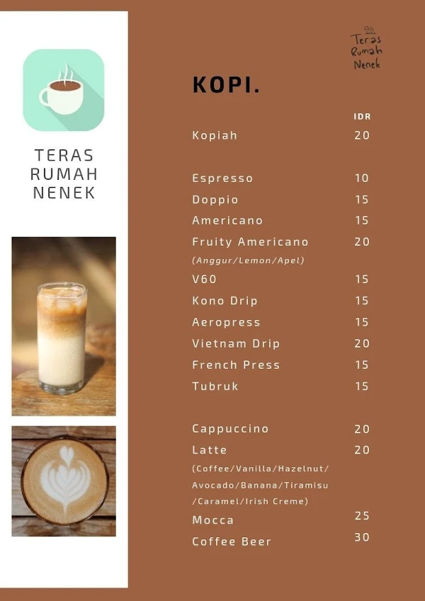 Teras Rumah Nenek menu 