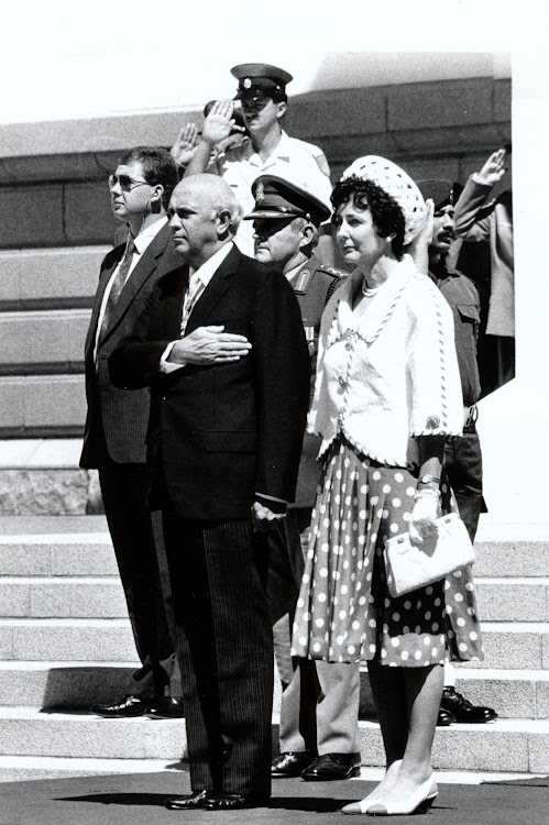 FW de Klerk with his late wife, Marike, during the Opening of Parliament in 1991.