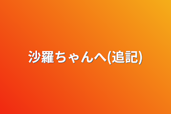 沙羅ちゃんへ(追記)