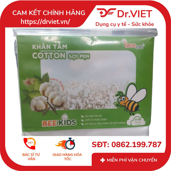 Khăn Tắm Cotton Sợi Mịn Bee Kids Beevn Chính Hãng - Khăn Tắm Mềm Mại, Kháng Khuẩn Tự Nhiên, An Toàn Cho Trẻ Em, Trẻ Sơ Sinh, Gồm 2 Chiếc Mỗi Bịch