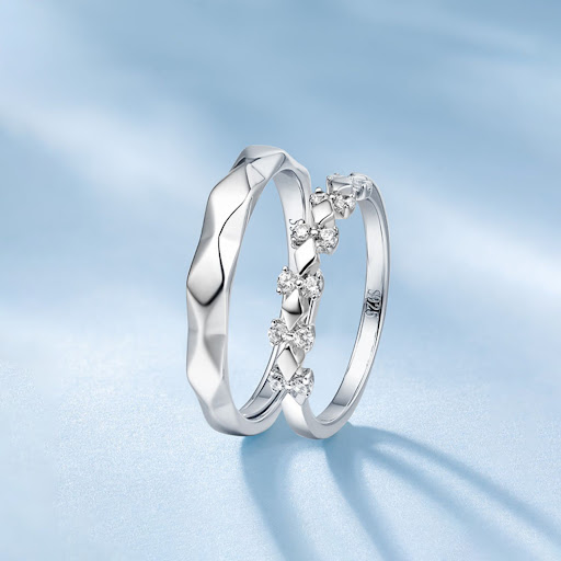 Title 9, S925 Sterling Silver Couples Ring Set. Light L...