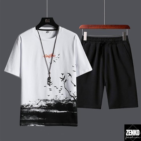 Combo Bộ Quần Áo Hè Thun Nam Áo Tay Ngắn Cổ Tròn Đàn Chim Phối Quần Short Đùi Zenkonam Men Top 218 + Shorts 050