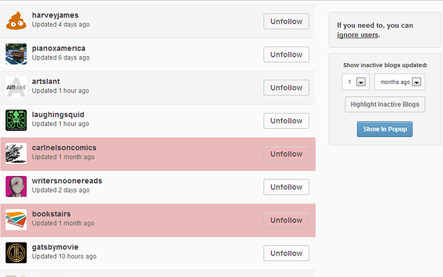 Tumblr Inactivity Checker Preview image 1