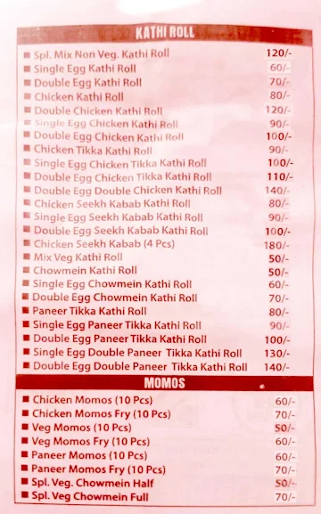 New Delhi Zaika Kathi Roll & Momos menu 